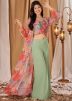 Readymade Sage Green Printed Top Bottom & Shrug