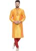 Yellow Embroidered Kurta Pajama For Men