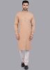 Light Brown Plain Mens Kurta Pajama