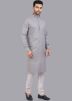 Grey Mens Plain Kurta Pajama Set