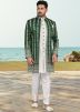 Green Embroidered Jacket Style Indo Western Sherwani