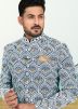 Blue Embroidered Indo Western Sherwani