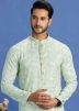 Green Digital Printed Kurta Pajama In Cotton