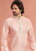 Peach Digital printed Mens Kurta Pajama