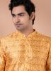 Yellow Readymade Digital Printed Cotton Mens Kurta Pajama
