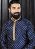 Readymade Blue Art Silk Printed Kurta Churidar Set With Stole