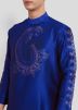 Royal Blue Readymade Men Kurta Dhoti In Print