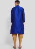 Royal Blue Readymade Men Kurta Dhoti In Print
