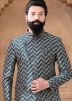 Readymade Jacquard Men Bandhgala Jodhpuri Suit In Green