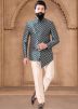 Readymade Jacquard Men Bandhgala Jodhpuri Suit In Green