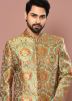 Woven Banarasi Silk Indowestern Dhoti Sherwani In Pastel Green