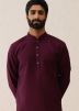 Purple Embroidered Kurta Pajama With Nehru Jacket