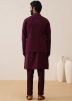 Purple Embroidered Kurta Pajama With Nehru Jacket