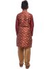 Maroon Woven Kids Kurta Churidar Set 