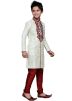 Readymade Off White Art Silk Kids Kurta Pajama