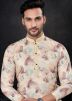 Cream Printed Readymade Mens Cotton Kurta Pajama