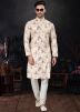 Cream Printed Readymade Mens Cotton Kurta Pajama