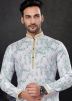 White Cotton Mens Readymade Kurta Pajama In Print