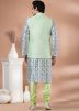 Multicolored Printed Kurta Pajama & Nehru Jacket