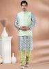 Multicolored Printed Kurta Pajama & Nehru Jacket