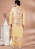 Yellow Kurta Pajama With Printed Nehru Jacket