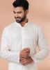 Off White Embroidered Men Kurta Pajama
