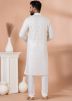 Off White Embroidered Men Kurta Pajama