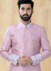 Pink Readymade Men Indowestern Sherwani With Dhoti