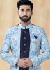 Blue Men Readymade Jacket Style Indowestern Sherwani