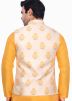 Cream Woven Brocade Nehru Jacket For Men