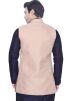 Navy Blue Kurta Pajama With Woven Long Jacket