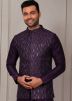 Purple Silk Kurta Pajama With Embroidered Jacket 