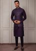 Purple Silk Kurta Pajama With Embroidered Jacket 