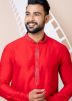 Red Readymade Men Kurta Pajama Set