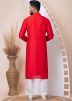 Red Readymade Men Kurta Pajama Set