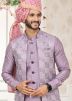 Purple Groomsmen Indo Western Sherwani With Embroidered Jacket