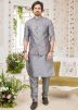 Groomsmen Kurta Pajama With Embroidered Nehru Jacket In Grey