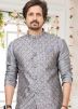 Groomsmen Kurta Pajama With Embroidered Nehru Jacket In Grey