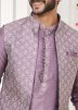 Purple Embroidered Men Nehru Jacket