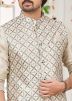 Men Grey Readymade Embroidered Nehru Jacket