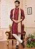 Groomsmen Maroon Mens Art Silk Kurta Pajama
