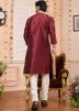 Groomsmen Maroon Mens Art Silk Kurta Pajama