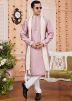 Groomsmen Purple Embroidered Men Kurta Pajama