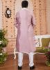 Groomsmen Purple Embroidered Men Kurta Pajama