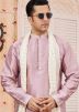 Groomsmen Purple Embroidered Men Kurta Pajama