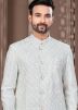 Grey Sequins Work Dhoti With Sherwani Set