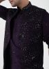 Purple Readymade Men Nehru Jacket Pajama In Embroidery