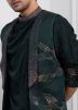 Green Readymade Men Linen Nehru Jacket In Linen
