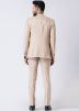 Cream Readymade Rayon Bandhgala Jodhpuri Suit