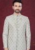 Grey Embroidered Indo Western Sherwani Set
